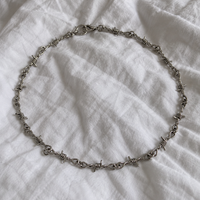 Y2K Barbed Wire Chain Necklace Silver Goth Grunge Unisex Stainless