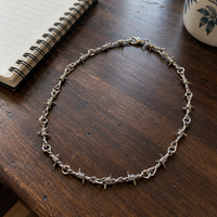 Y2K Barbed Wire Chain Necklace Silver Goth Grunge Unisex Stainless