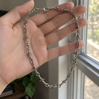 Y2K Barbed Wire Chain Necklace Silver Goth Grunge Unisex Stainless