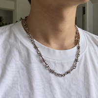 Y2K Barbed Wire Chain Necklace Silver Goth Grunge Unisex Stainless