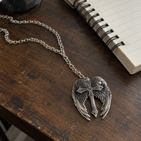 Ornate Gothic Cross Pendant Necklace Antique Silver Stainless Chain