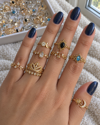Gothic Stackable Ring Set Cross Heart Star Silver Adjustable Bundle