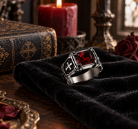 Red Zircon Cross Ring
