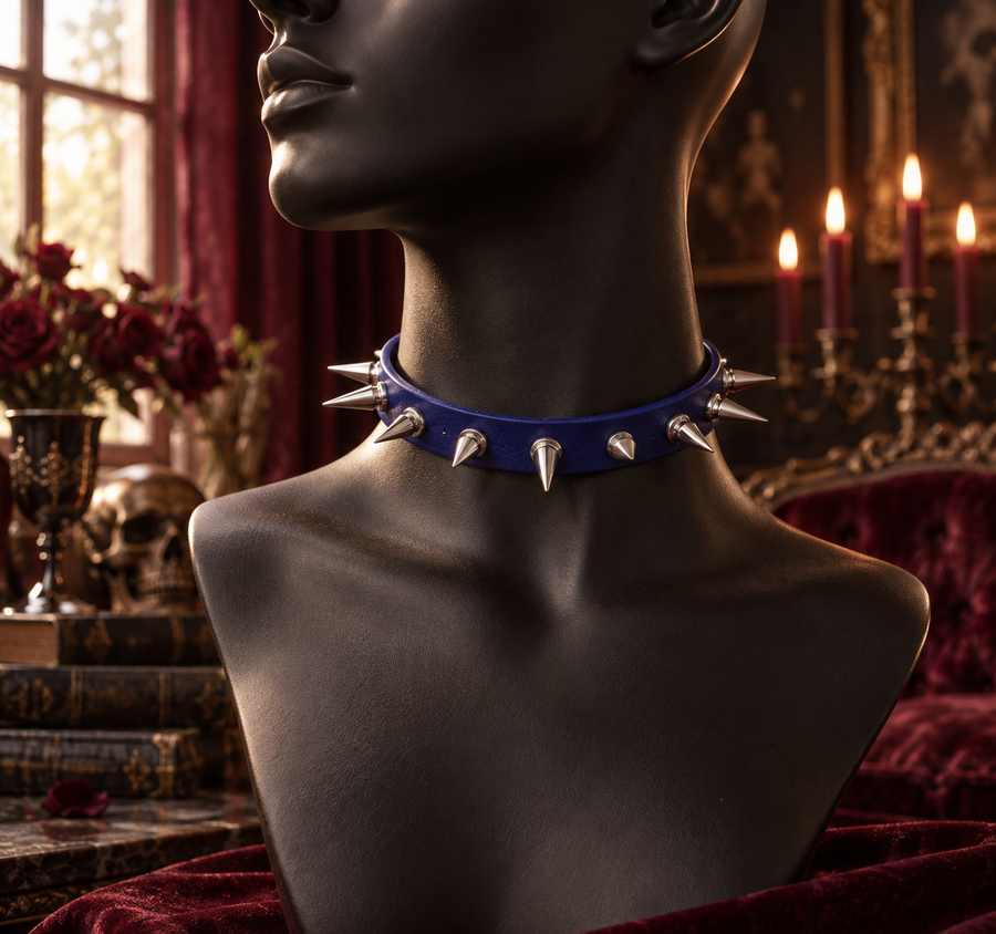 Blue Spiked Choker