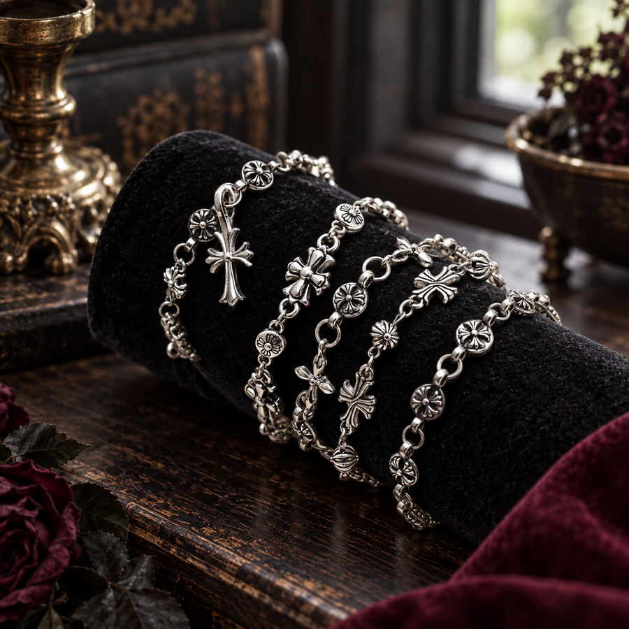 Vintage Gothic Cross Chain Bracelet