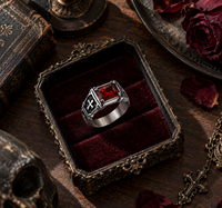 Red Zircon Cross Ring