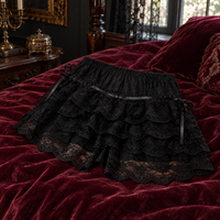 Black Lace Ruffle Shorts