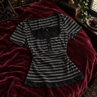 Gothic Y2K Striped Bow Crop Top