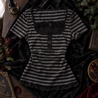 Gothic Y2K Striped Bow Crop Top