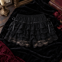 Black Lace Ruffle Shorts