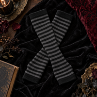 Black and Gray Striped Fingerless Arm Warmers