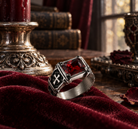 Red Zircon Cross Ring