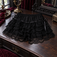 Black Lace Ruffle Shorts