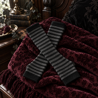 Black and Gray Striped Fingerless Arm Warmers