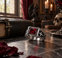 Red Zircon Cross Ring