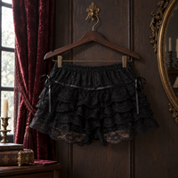 Black Lace Ruffle Shorts