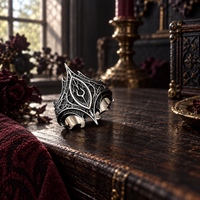 Open Gothic Ring in Black and Silver